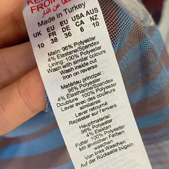 Pretty Little Things Womens Sheer Assymetrical Striped Shirt Dress - Picture 8 of 9